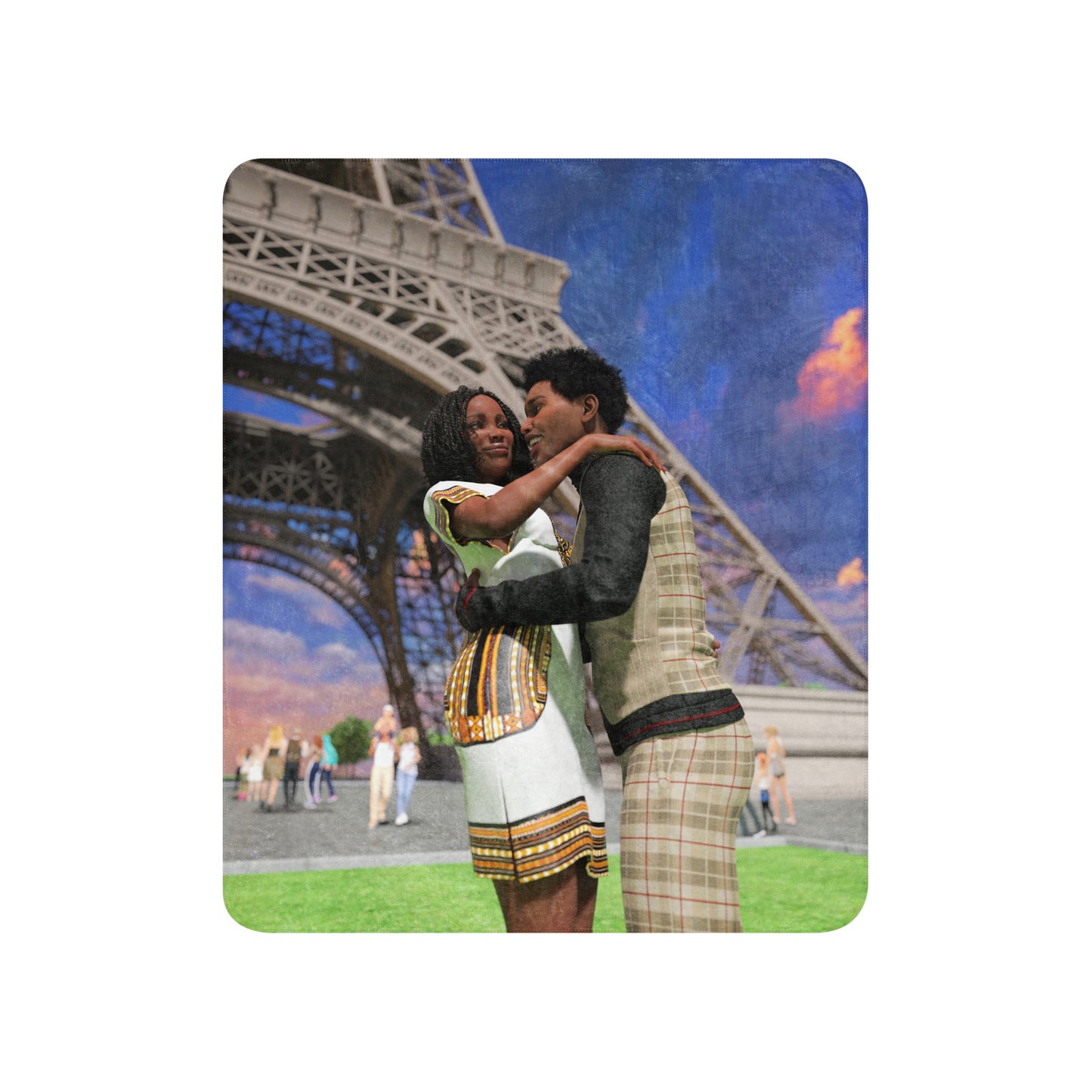 Couple in Paris Sherpa blanket