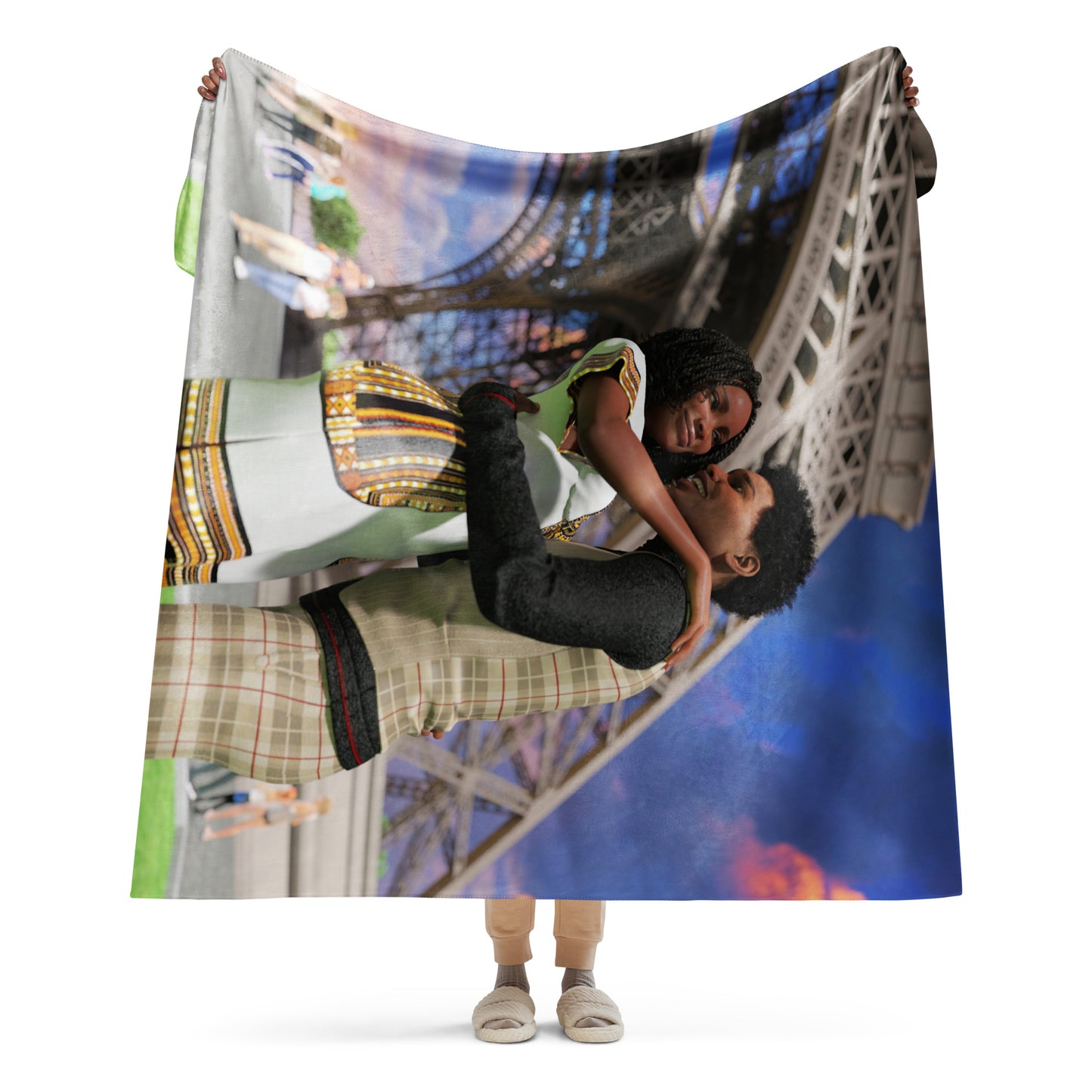 Couple in Paris Sherpa blanket