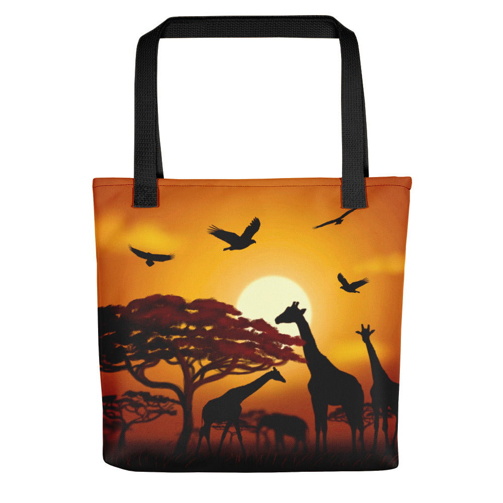African Safari scene 15x15 tote bag.