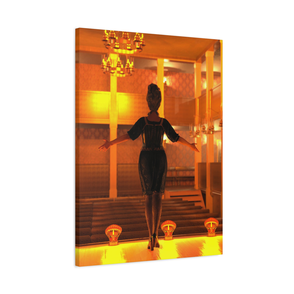 Golden Lounge Woman Matte Canvas Wall Art