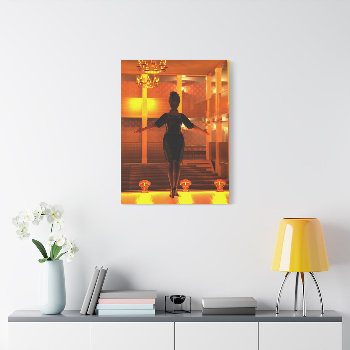Golden Lounge Woman Matte Canvas Wall Art