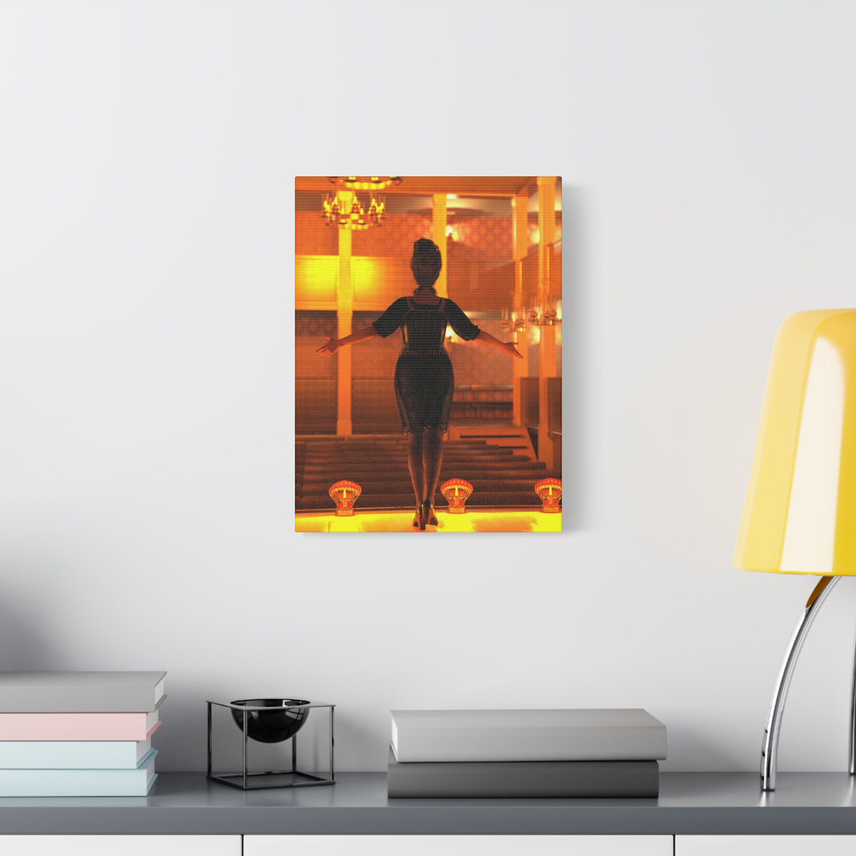 Golden Lounge Woman Matte Canvas Wall Art