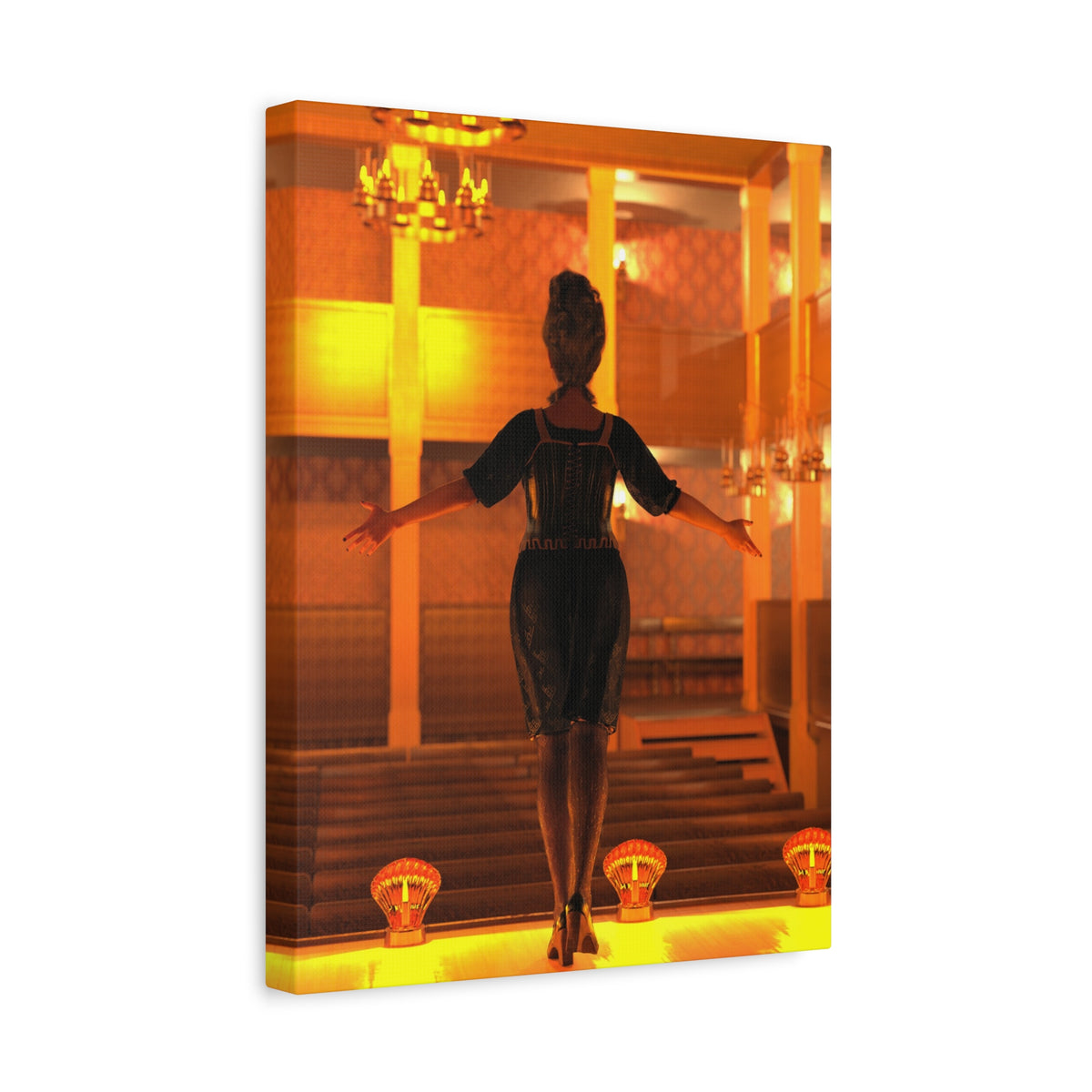 Golden Lounge Woman Matte Canvas Wall Art