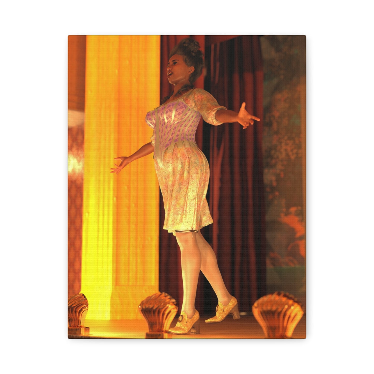 Vintage Theater Actress Matte Canvas Print — Stretched Wall Art