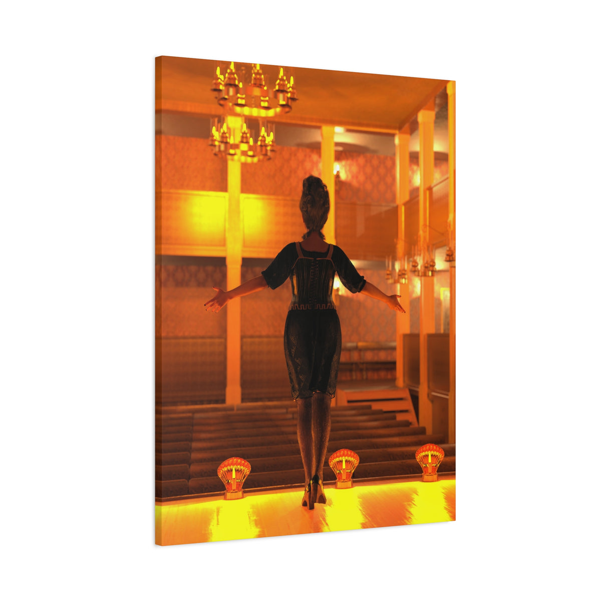 Golden Lounge Woman Matte Canvas Wall Art