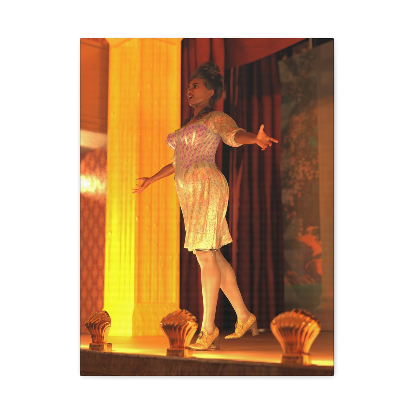 Vintage Theater Actress Matte Canvas Print — Stretched Wall Art