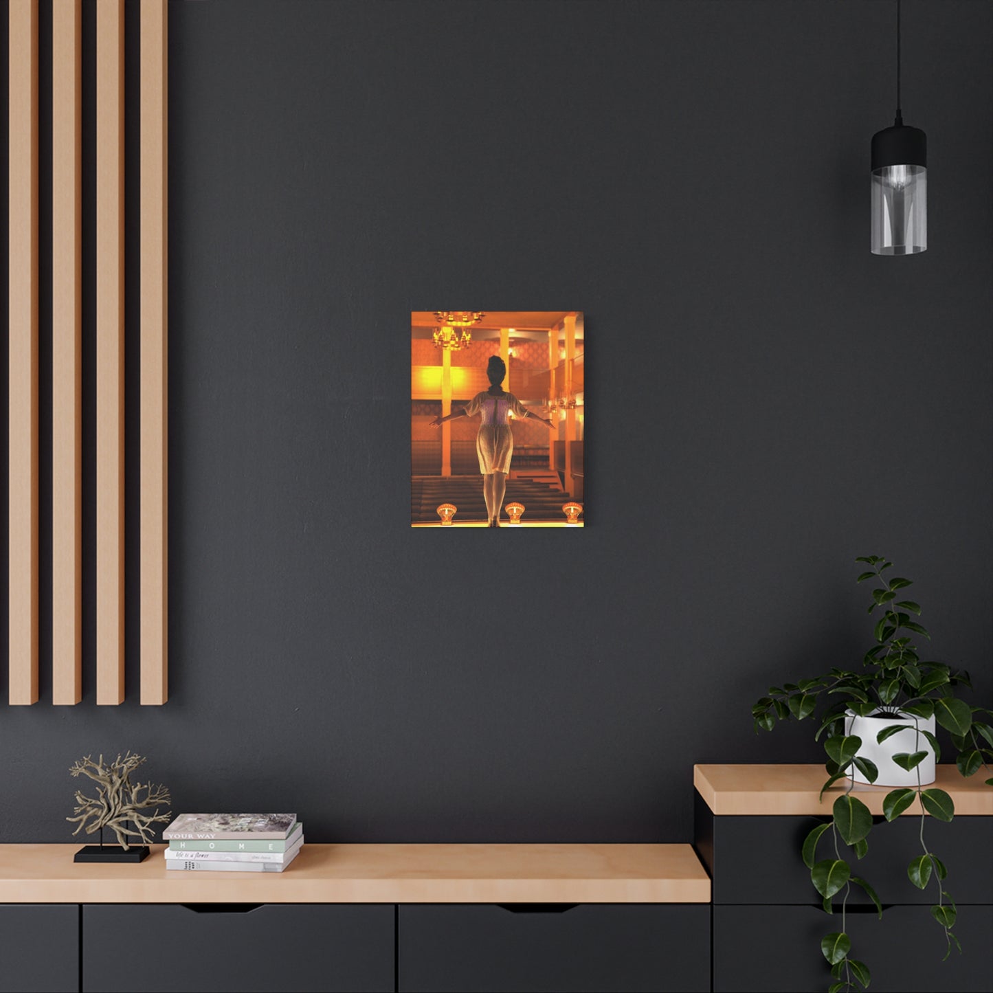Theater Stagewoman Matte Canvas Print — Vintage Spotlight Art Stretched 1.25"