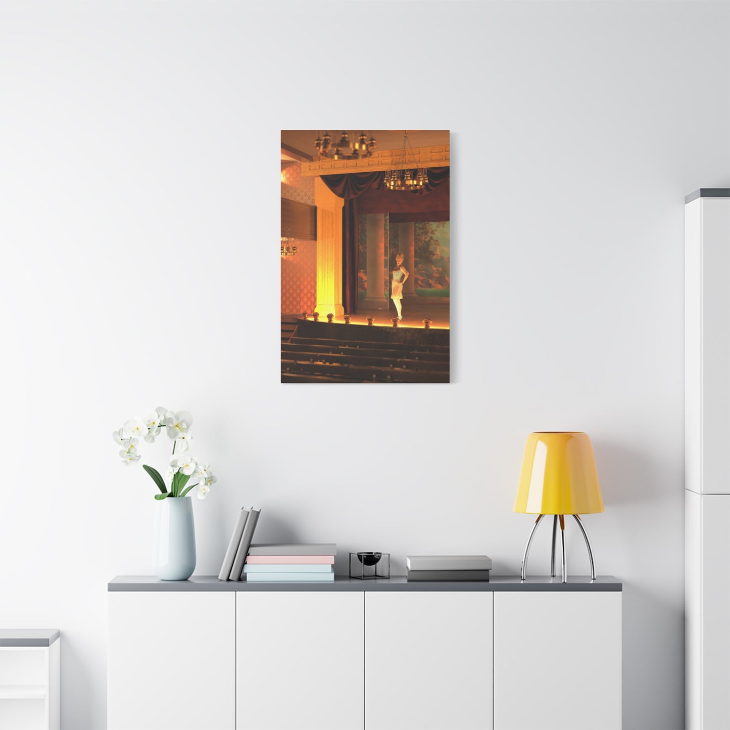 Theater Stage Canvas Print – Spotlight Dancer Matte Stretched Wall Art