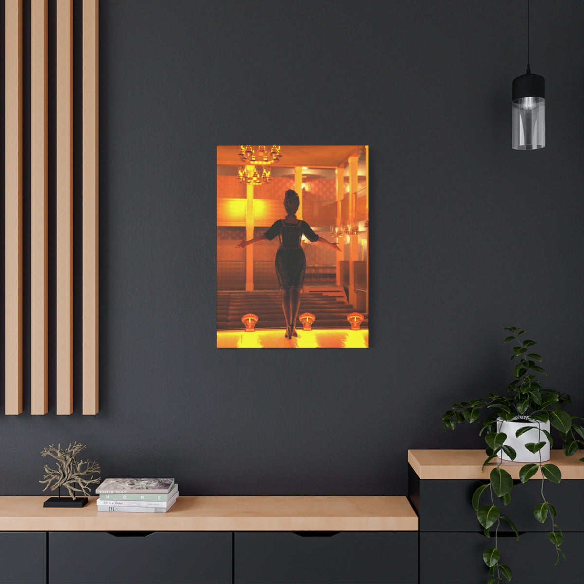 Golden Lounge Woman Matte Canvas Wall Art
