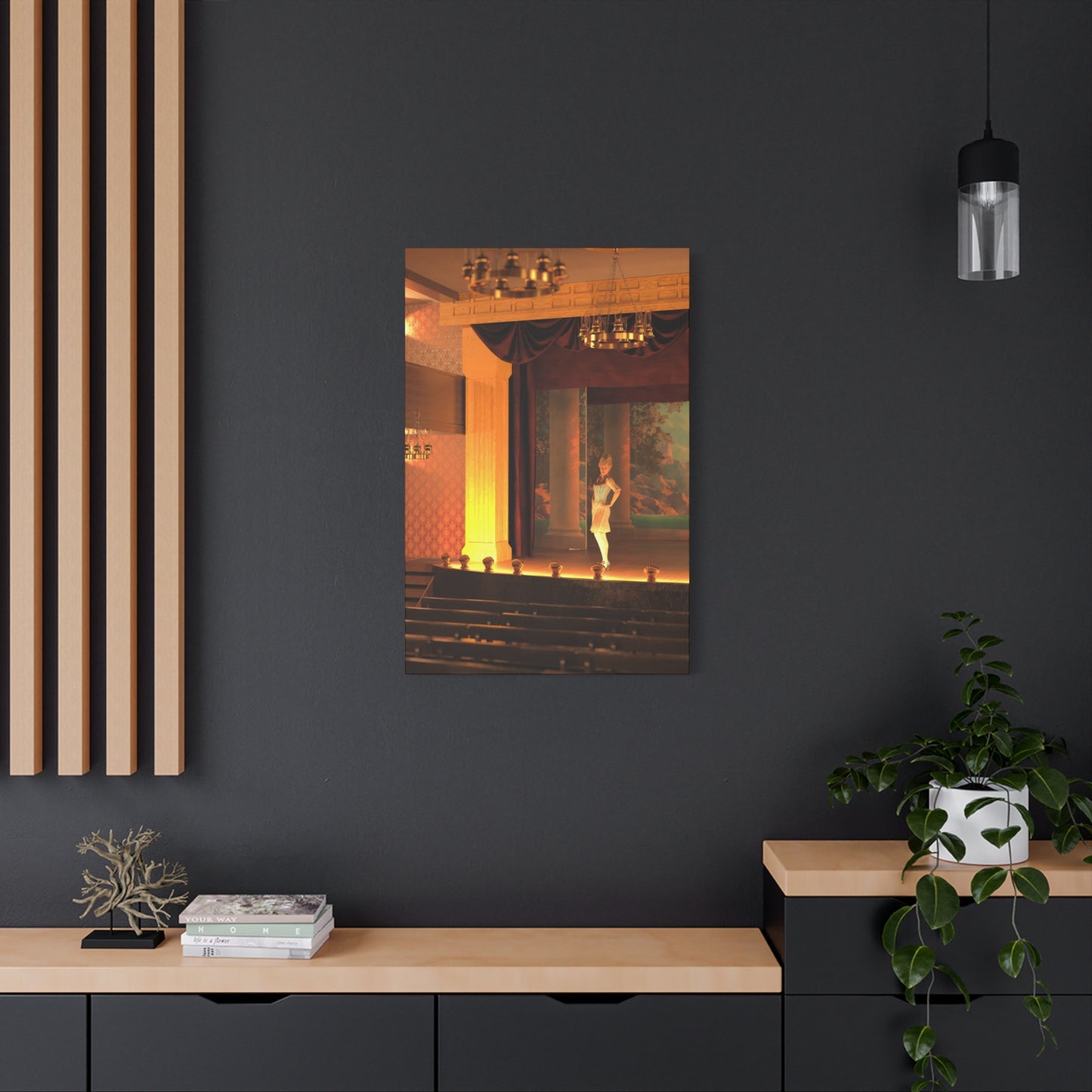 Theater Stage Canvas Print – Spotlight Dancer Matte Stretched Wall Art