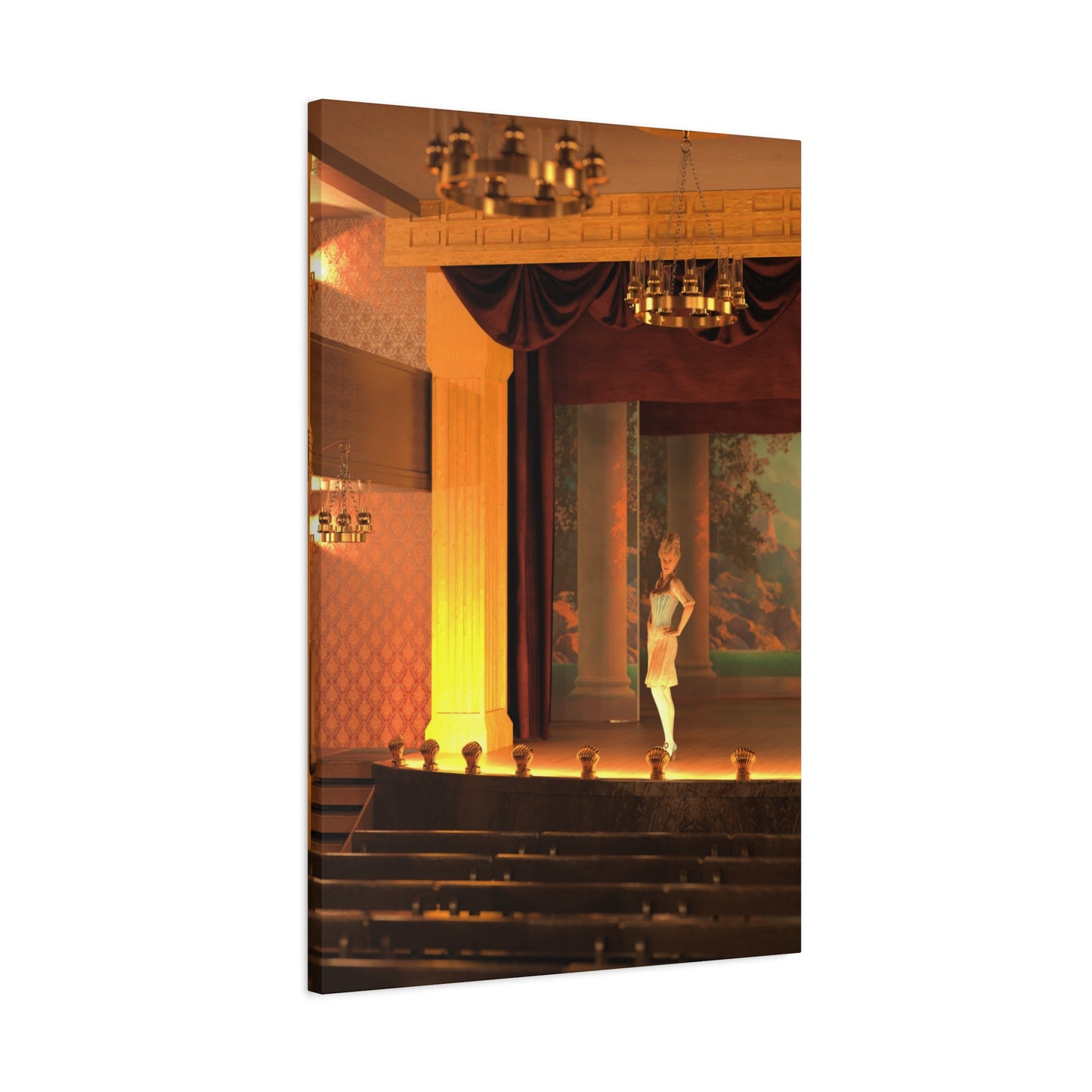 Theater Stage Canvas Print – Spotlight Dancer Matte Stretched Wall Art