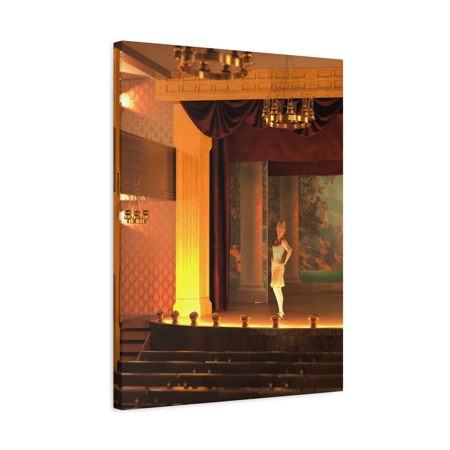 Theater Stage Canvas Print – Spotlight Dancer Matte Stretched Wall Art