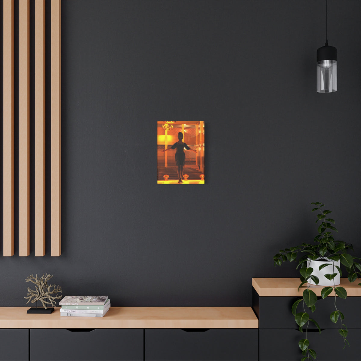 Golden Lounge Woman Matte Canvas Wall Art