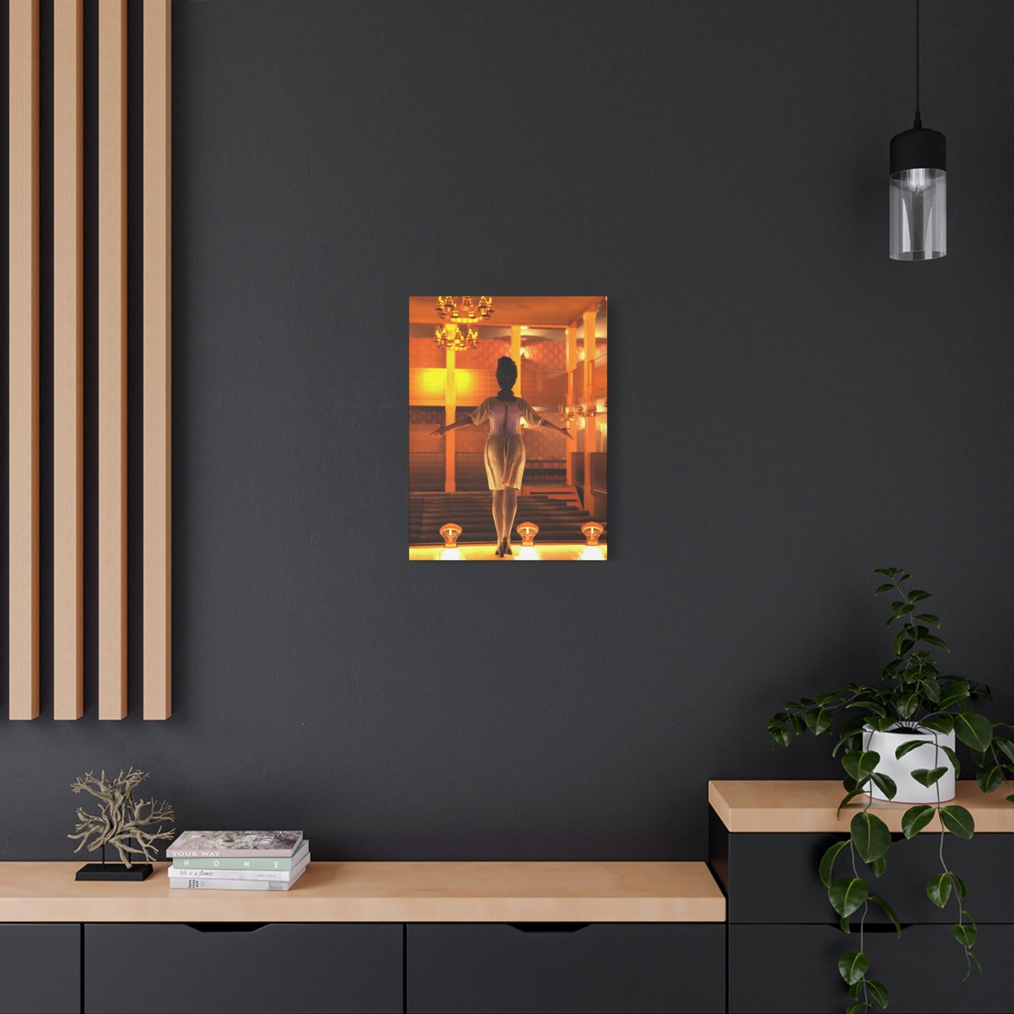 Theater Stagewoman Matte Canvas Print — Vintage Spotlight Art Stretched 1.25"