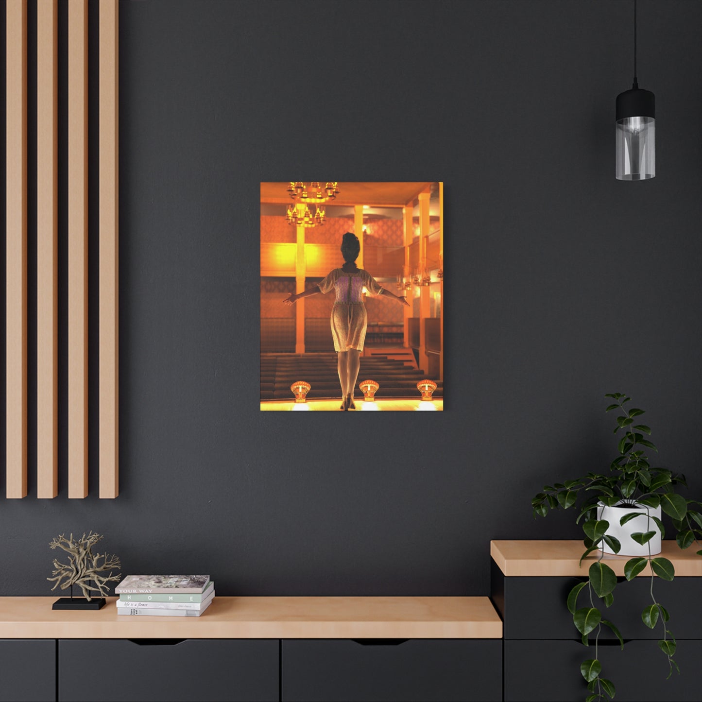 Theater Stagewoman Matte Canvas Print — Vintage Spotlight Art Stretched 1.25"