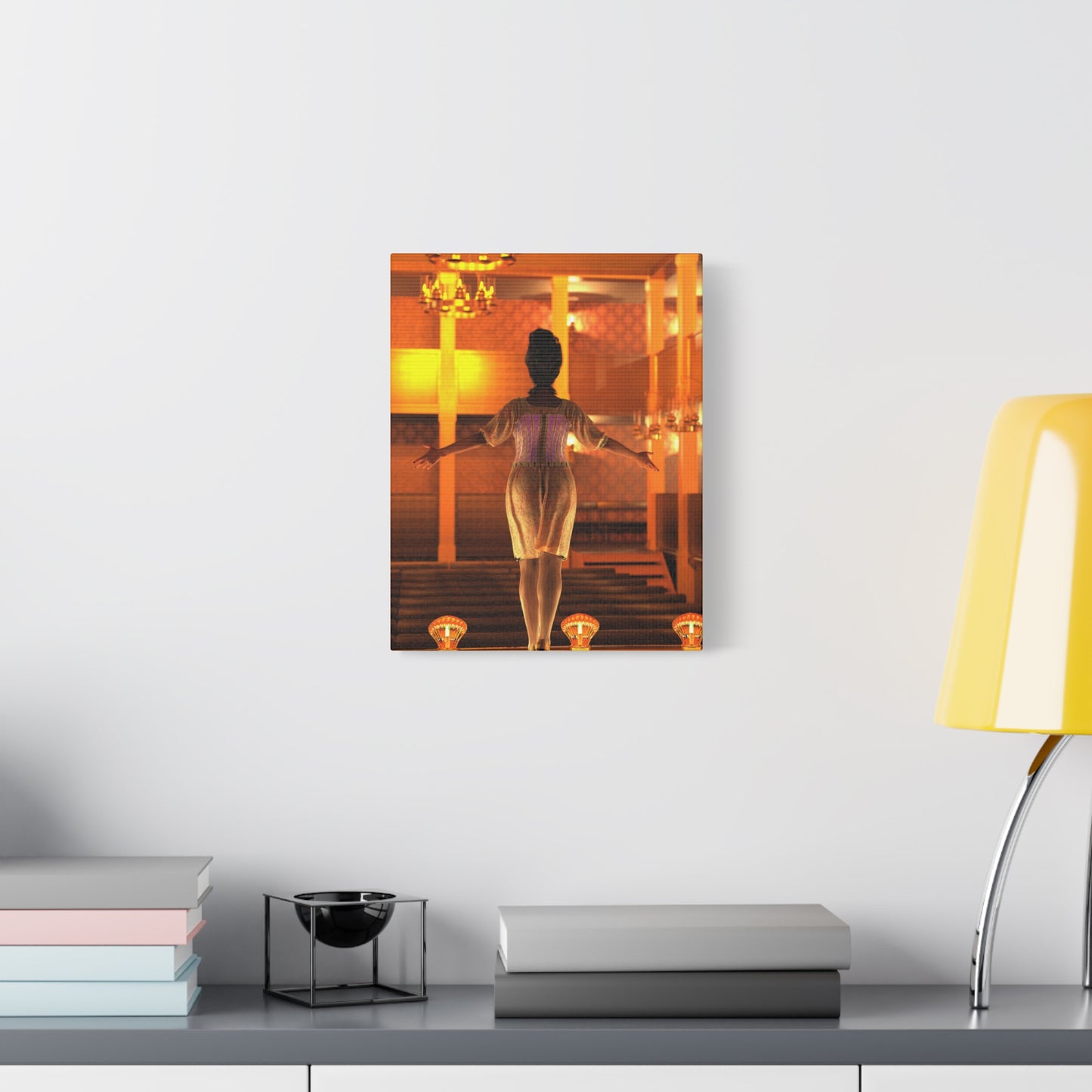 Theater Stagewoman Matte Canvas Print — Vintage Spotlight Art Stretched 1.25"