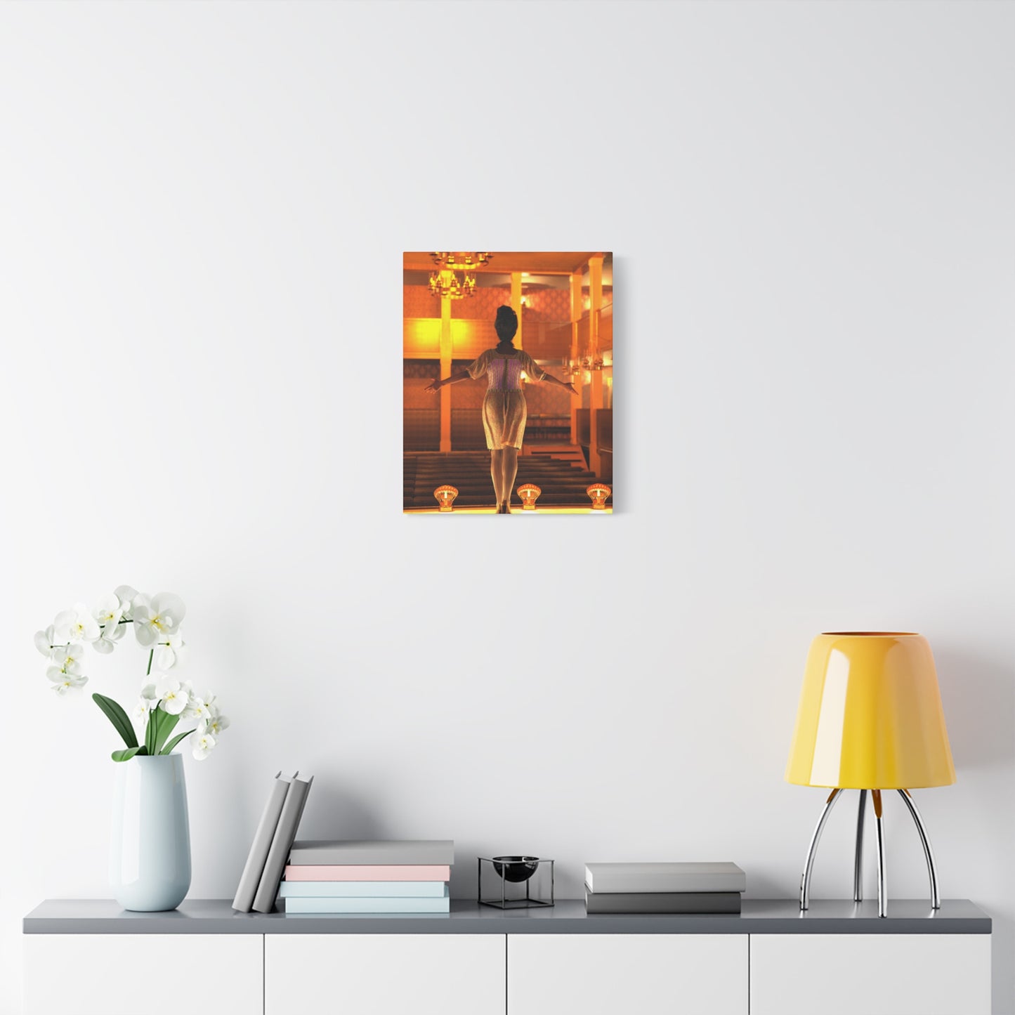 Theater Stagewoman Matte Canvas Print — Vintage Spotlight Art Stretched 1.25"