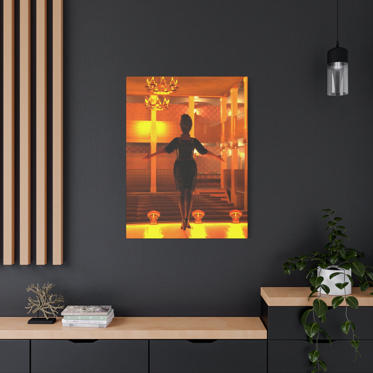 Golden Lounge Woman Matte Canvas Wall Art