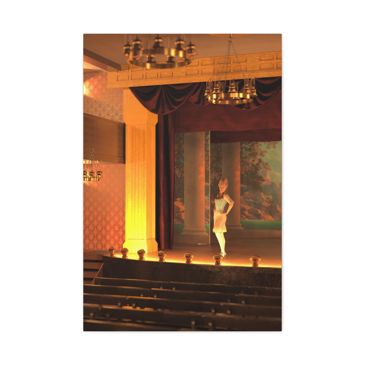 Theater Stage Canvas Print – Spotlight Dancer Matte Stretched Wall Art