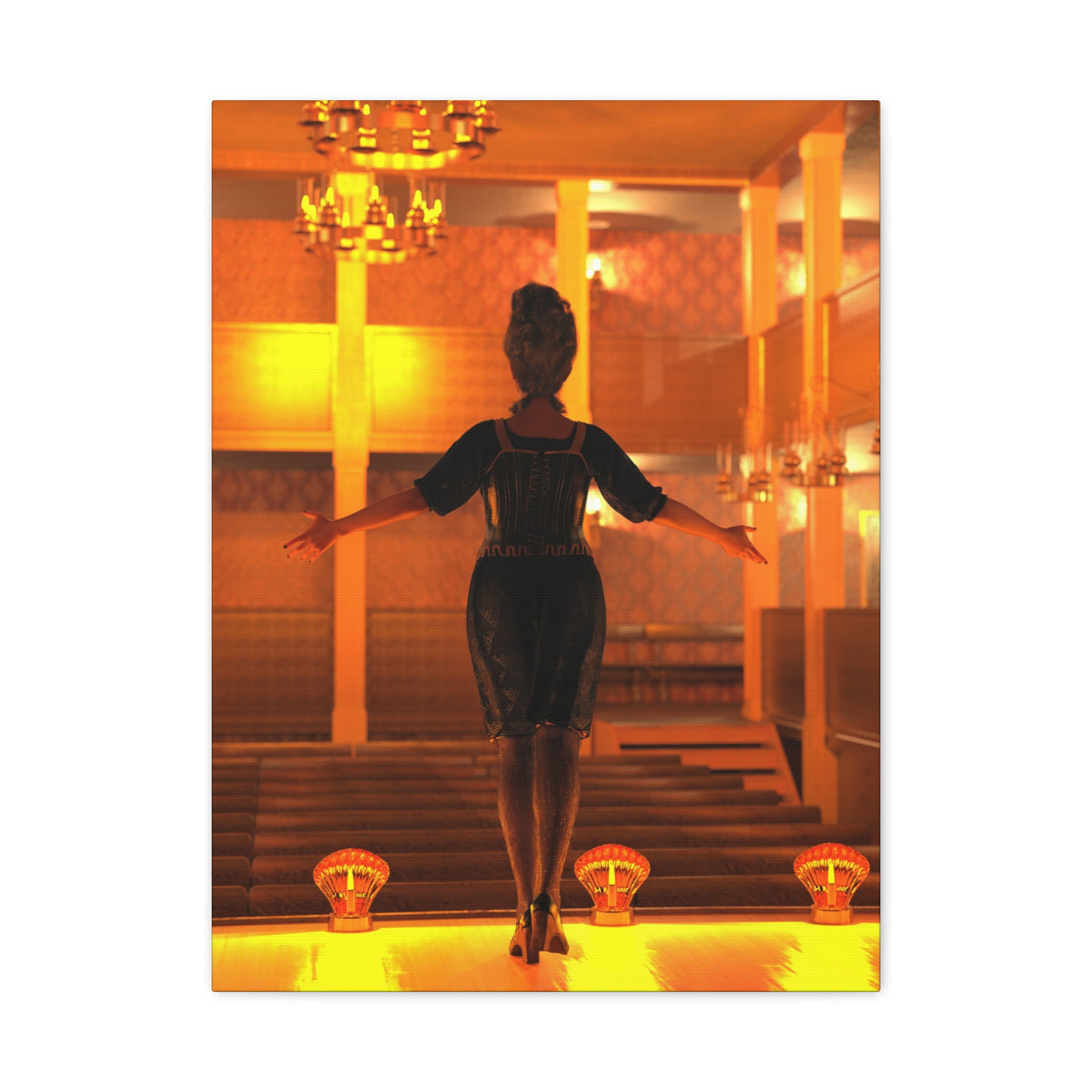 Golden Lounge Woman Matte Canvas Wall Art
