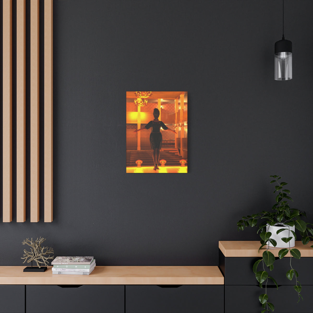 Golden Lounge Woman Matte Canvas Wall Art