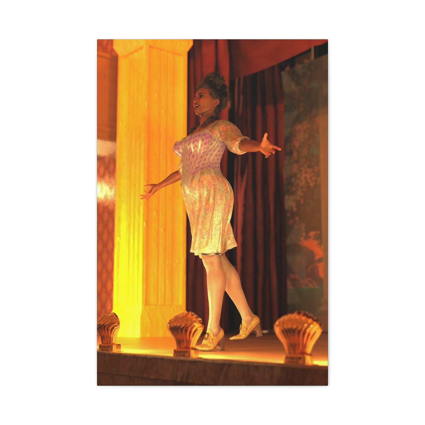 Vintage Theater Actress Matte Canvas Print — Stretched Wall Art