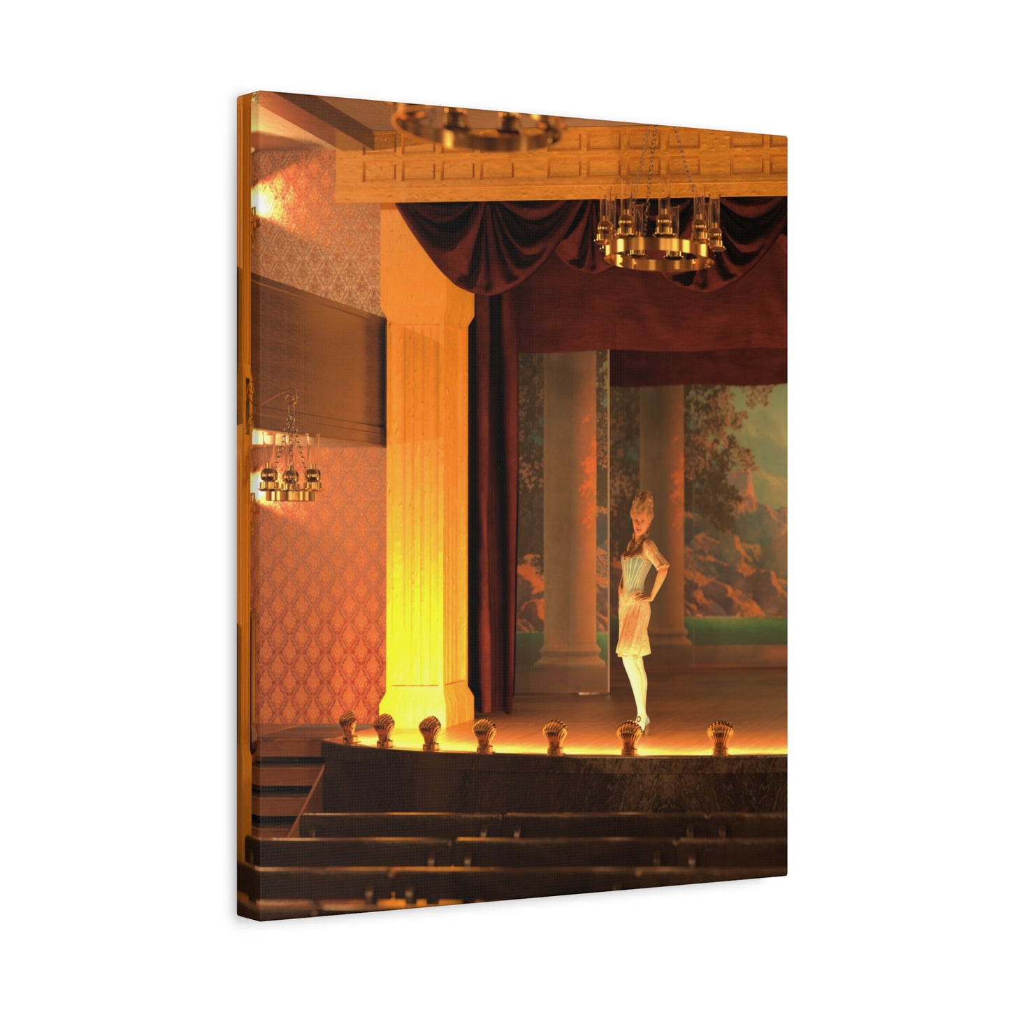 Theater Stage Canvas Print – Spotlight Dancer Matte Stretched Wall Art