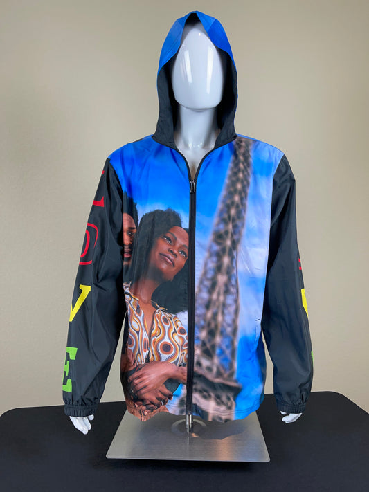 Black couple love Paris windbreaker jacket
