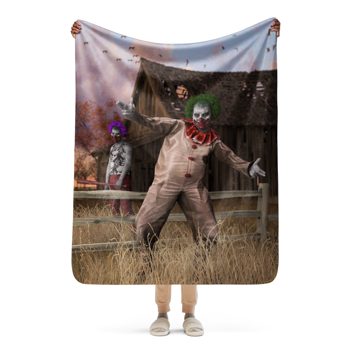 2 Clowns Outside Sherpa blanket